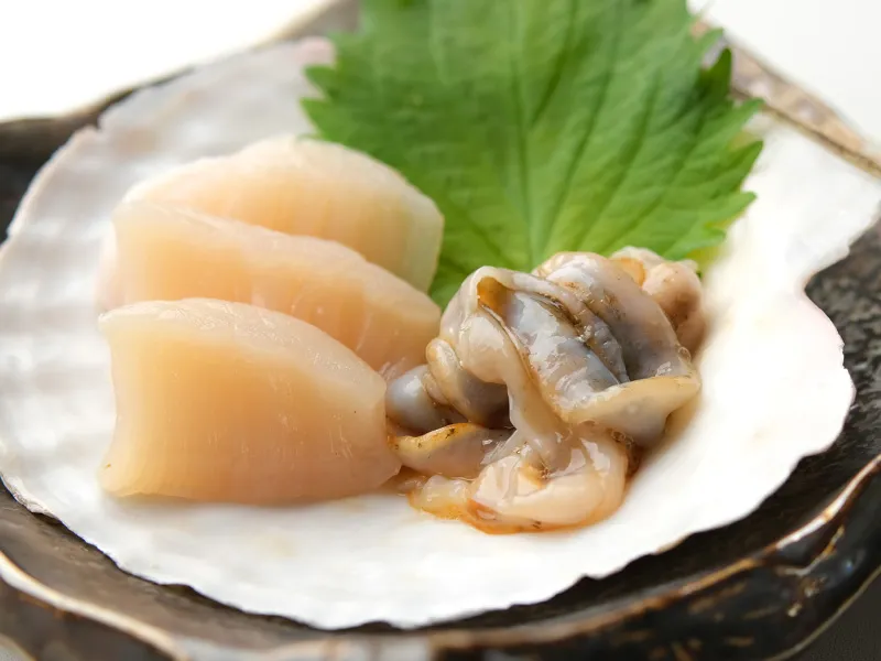 活ほたてならではの貝柱とホタテのヒモ