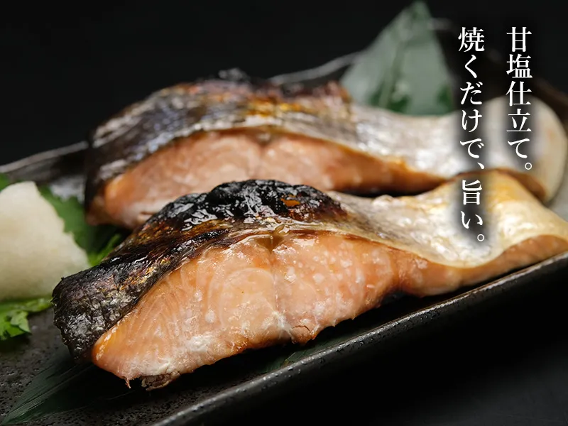甘塩仕立ての天然めじか鮭の塩焼き